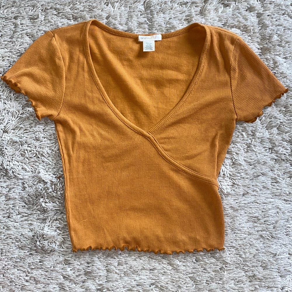 Mustard V neck crop top
